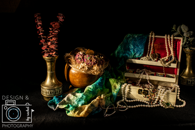 Design and Photography by Rachel Still Life Light Painting photography grandma's jewelry